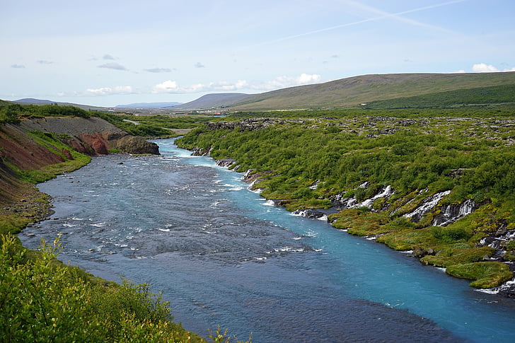 barnafoss, река, водопад, Исландия, вода, води