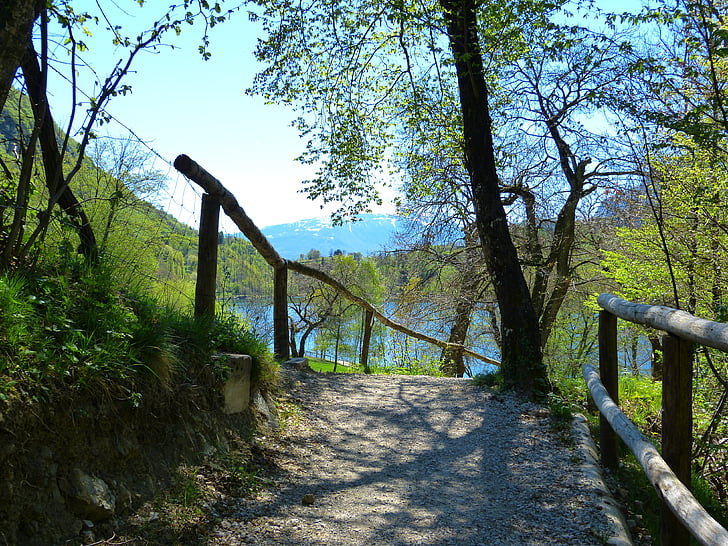 el, Tenno tó, Lago di tenno, Olaszország, hegyek, víz, sétány