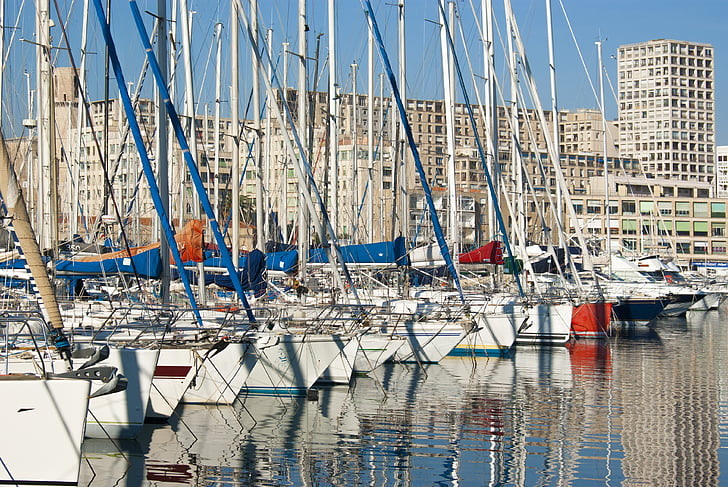 Port, Portuària, veler, vaixell, Marsella, França, vaixell nàutica