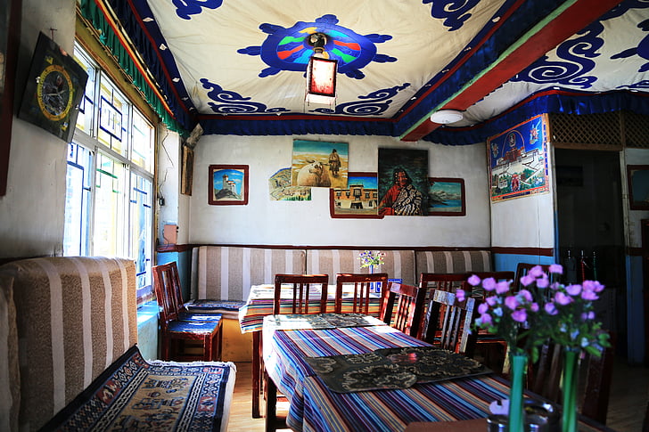 esmorzar, Tibet, tibetà, sala, Restaurant