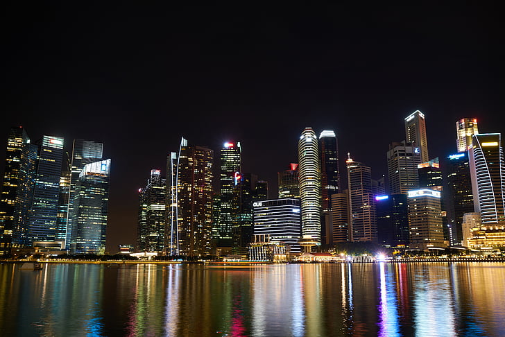 Ázijské, Singapur, vysoká, mrakodrap, krásny, Urban, Architektúra