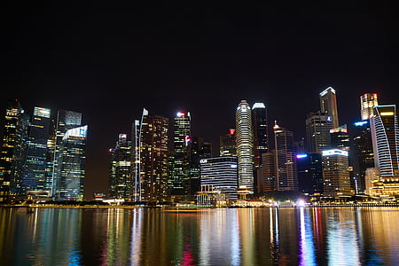 Aziatische, Singapore, hoge, wolkenkrabber, mooie, stedelijke, het platform