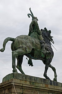 patung, patung, perunggu, kuda, Conquistador, zirah