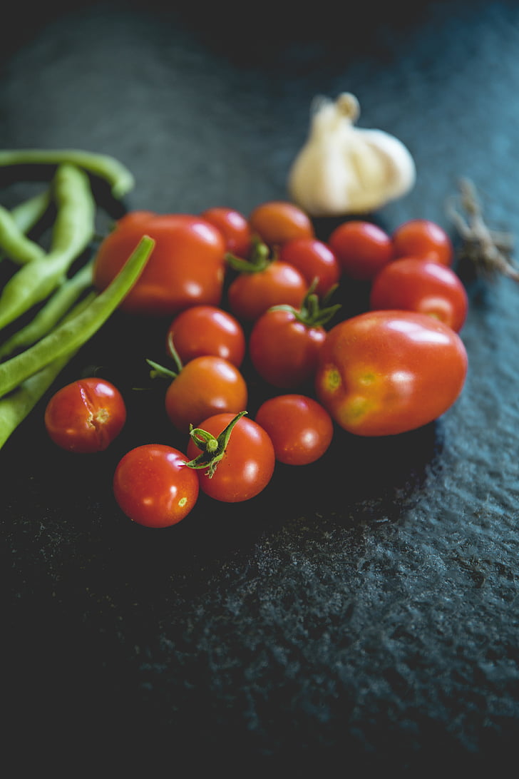 červená, paradajka, ovocie, rastlinné, jedlo, cesnak, fazuľa
