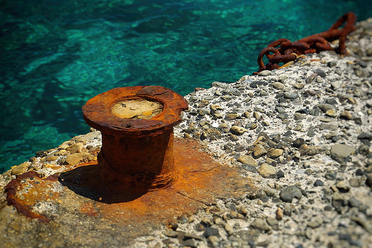 old, stainless, rusted, iron, metal, chain, pier