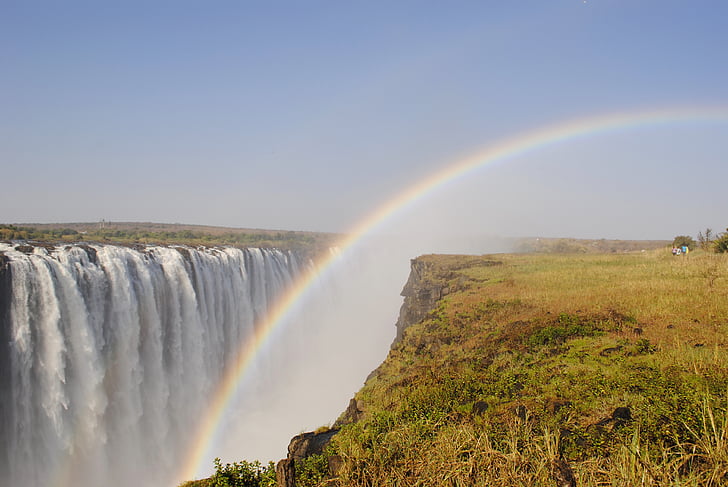 victoria falls, waterfall, zambezi, africa, zimbabwe, victoria case, rainbow