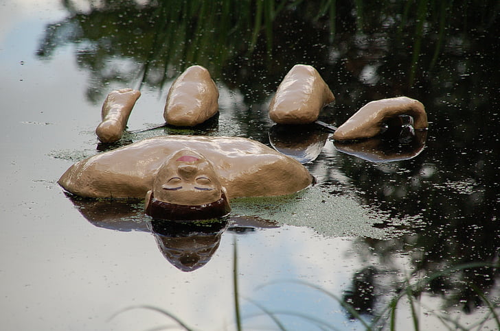 pedres, l'aigua, reflectint, Art, humà, nedar