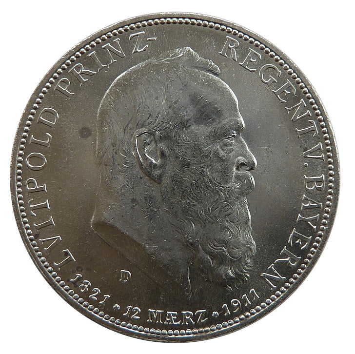 mark, bavaria, luitpold, coin, currency, numismatics, commemorative