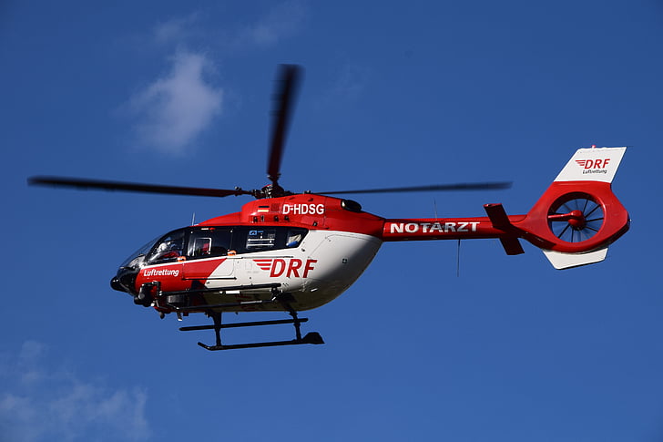 helikopter, Air rescue, rescue helikopter, ambulance helikopter, rood, rood-wit, vliegen