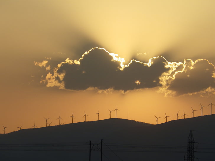 sun, sky, sunset, clouds, electricity, fuel and Power Generation, technology