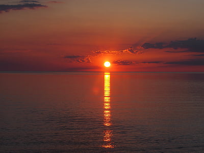 východ slunce, Mallorca, ráno, obloha, pláž, slunce, Morgenrotovi