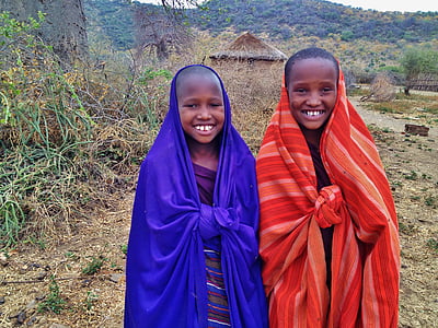 Massai, niños, personas, muchachos, Tanzania, Boma, África