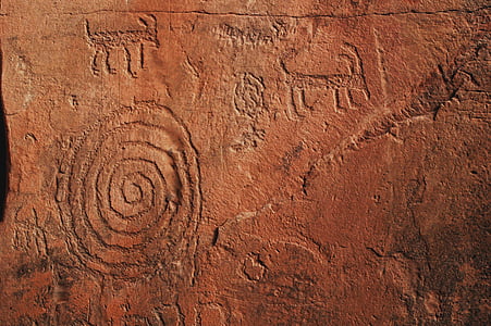Sedona, native american rock art, spiral, indiske, Arizona