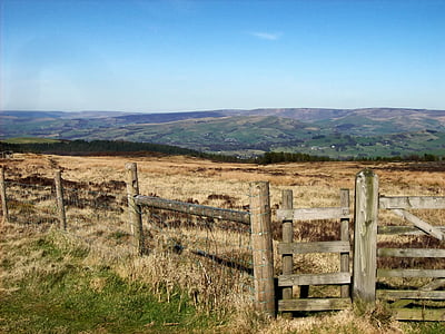 Derbyshire, Inggris, Britania Raya, Moorland, Moor, pemandangan, indah