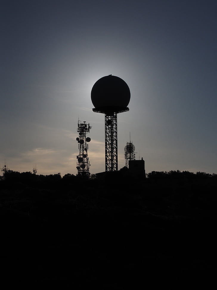 Antennen, Radaranlage, ballonartige, weiß, Kugel, Sender, Übertragung