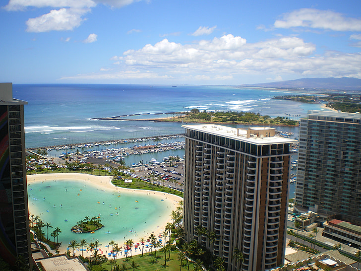 Hawaii, Tropical, sable, vacances, vague, Hôtel, Resort