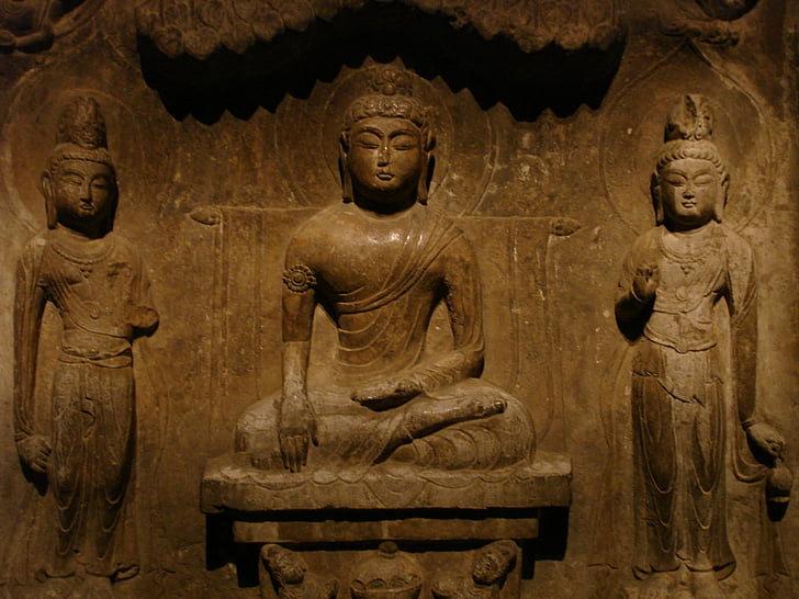Buddha, náboženství, Japonsko, kámen, starožitnost, sochařství