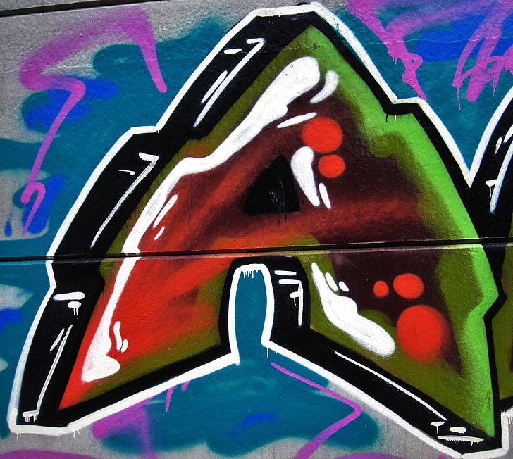 Graffiti, chữ cái một, bức tranh, cheesy, sáng tạo, đầy màu sắc, tác phẩm nghệ thuật