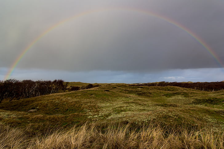arco-íris, Norderney, céu, Mar do Norte, paisagem