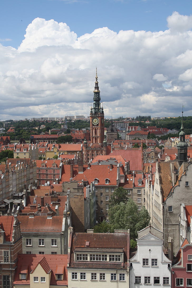 Gdaņska, Polija, apskates vietas, centrs, vēsture, tornis, arhitektūra