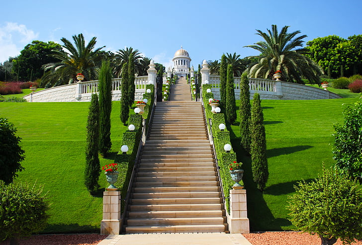 Haifa, Israel, verde, Templo de, religião, Bahai, Parque