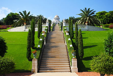 Haifa, Israel, verde, Templo de, religión, Bahai, Parque