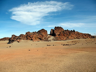 rocks, desert, sky, cloud, sand, igneous rock, landscape