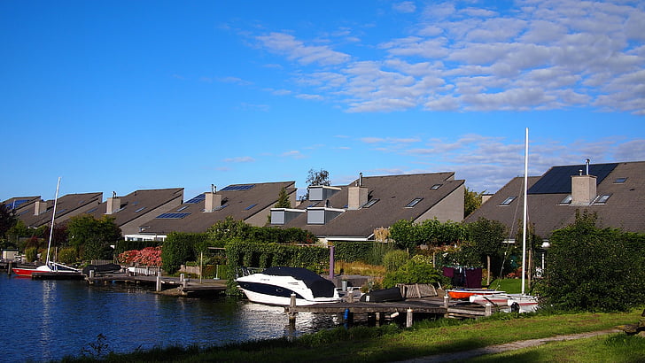 Holland, Almere, päikesepaneelid, naabruskond, Hollandi, Euroopa, hoonete