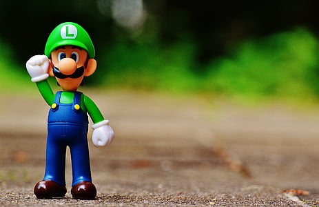 Luigi, figur, spill, Nintendo, Super, retro, klassisk
