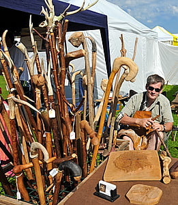 walking stick, cane, man, artwork, wood carving, craft, wooden craft