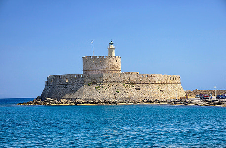 Rhodes, Grécia, Fort saint nicolas, Fortaleza, Castelo, arquitetura, Marco