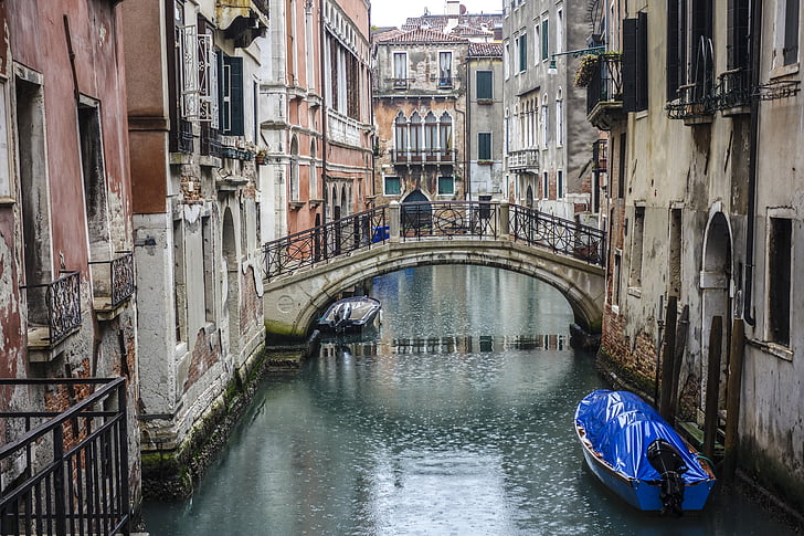Venetië, brug, boten, water, rivier, zee, Italië