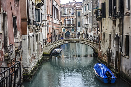 Venedik, Köprü, tekneler, su, nehir, Deniz, İtalya