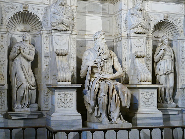 Moïse, petites cornes, statue de, San pietro in vincoli, Rome, Michelangelo, tombe