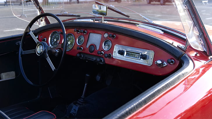 vanha auto, Dashboard, Triumph, sisustus, punainen