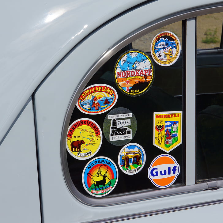 sticker, car window, character, tourism, souvenir, glue