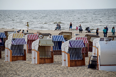 praia, lixo, cestas de vime, cestas de praia, cesta de praia, mar, feriados