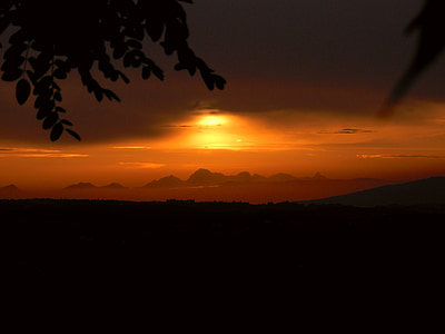 solnedgång, bergen, gul, Orange, Toscana, färgsprakande solnedgång, kvällen