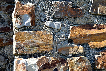 muro de piedra, Viña, pared, piedras, sol, luz, sombra