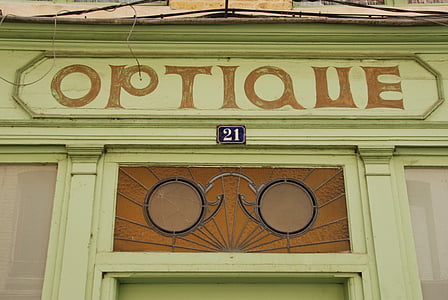 òptica, ulleres, veure, ull, façana, botiga
