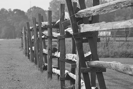 木製の柵, splitrail フェンス, 農村, ファーム, フィールド, 農業