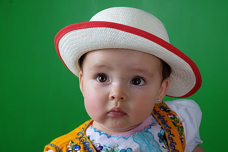 girl, hat, portrait, model, tender, child, cute