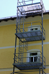 security, fire escape, emergency ladder, head of rescue, exit, emergency, escape route