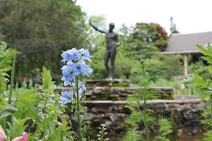 statue, greek, flower, garden, sculpture, classic, blue