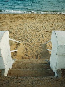 paplūdimys, laiptai, jūra, Kanai