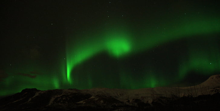 Island, nordlys, Aurora, Polar lys, grøn, natur, landskab