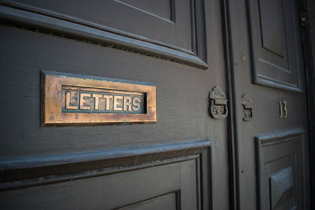 писма, вратата, град, дървен материал, вход, къща, текст