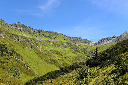 Kaunertal, łąki górskie, Tyrol, panoramy, krajobraz, góry, Natura