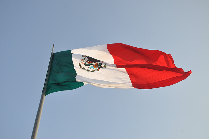 lá cờ, Mexico, lá cờ Mexico, bầu trời, Huy hiệu, Mexica