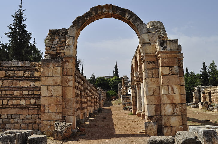Libanon, reruntuhan, Romawi, arsitektur, kolom, Baalbek